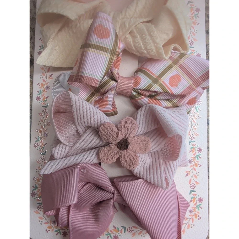 Capelli New York girls 8pc Fall Harvest Fabric Hair Bow Collection Multi Color